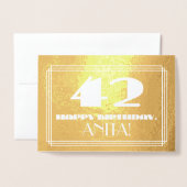 42e verjaardag: naam + art deco geïnspireerd look  folie kaarten (Voorkant met envelop)