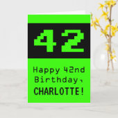 42e verjaardag: Nerdy / Geeky stijl "42" en naam Kaart (Gele Bloem)