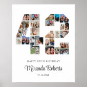 42e verjaardag nummer 42 aangepaste fotocollage poster (Voorkant)