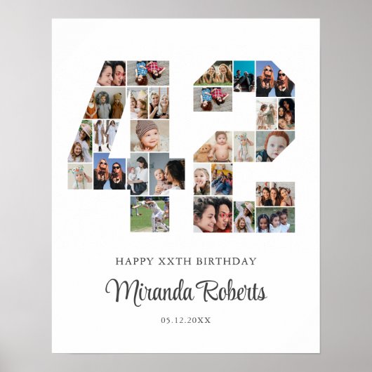 42e verjaardag nummer 42 aangepaste fotocollage poster (Voorkant)