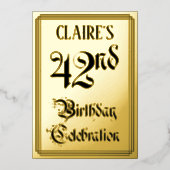 42e verjaardag Partij — Elegant Manuscript + de Na Folie Uitnodiging (Voorkant)