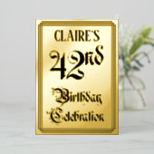 42e verjaardag Partij — Elegant Manuscript + de Na Folie Uitnodiging (Staand Voorkant)