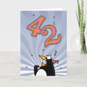 42e verjaardag - Penguin Surprise Kaart