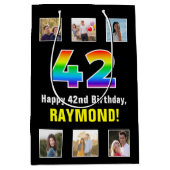 42e verjaardag: Regenboog "42", aangepaste foto's  Medium Cadeauzakje (Voorkant)