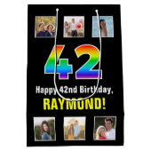 42e verjaardag: Regenboog "42", aangepaste foto's  Medium Cadeauzakje (Achterkant)