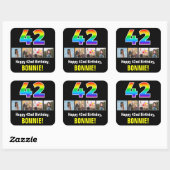42e verjaardag: Regenboog "42"; Aangepaste foto's  Vierkante Sticker (Vel)