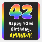 42e verjaardag: Regenboogspectrum # 42, Naam op ma Vierkante Sticker (Voorkant)