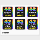 42e verjaardag: Regenboogspectrum # 42, Naam op ma Vierkante Sticker (Vel)