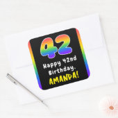 42e verjaardag: Regenboogspectrum # 42, Naam op ma Vierkante Sticker (Envelop)