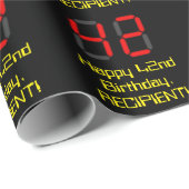 42e verjaardag: Rode digitale klok stijl "42" + na Cadeaupapier (Rol Hoek)