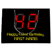42e verjaardag: Rode digitale klok stijl "42" + na Groot Cadeauzakje (Voorkant)