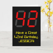 42e verjaardag: Rode digitale klok stijl "42" + na Kaart (Gele Bloem)