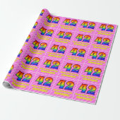 42e verjaardag: roze strepen & harten, regenboog # cadeaupapier (Uitgerold)