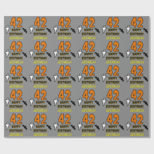 42e verjaardag: Spooky Halloween thema, aangepaste Cadeaupapier