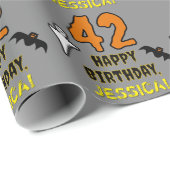 42e verjaardag: Spooky Halloween thema, aangepaste Cadeaupapier (Rol Hoek)