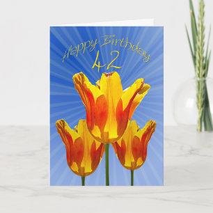 42e verjaardag, tulpen vol met zonneschijn kaart