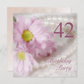 42e verjaardag uitnodiging met madeliefjes (Voorkant / Achterkant)