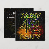 42e verjaardag uitnodiging met vuurwerk (Voorkant / Achterkant)