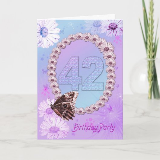 42e verjaardag uitnodiging van de partij Birthday (Voorkant)