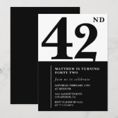 42e verjaardag uitnodigingen Zwart en Wit Elegant (Voorkant / Achterkant)