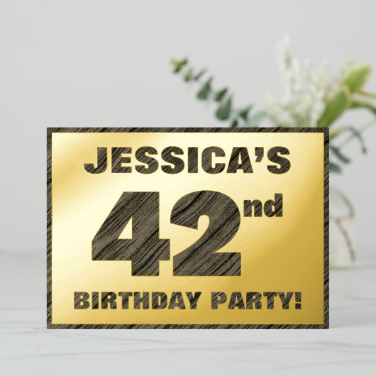 42e verjaardag van de partij van Birthday — Vette, Folie Uitnodiging (Staand Voorkant)