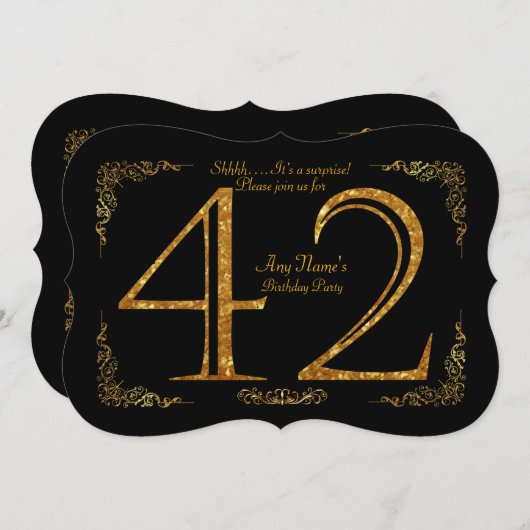 42e verjaardag van het feest 42e grote Gatsby, zwa Kaart (Voorkant / Achterkant)