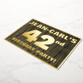 42e verjaardag: Vet, Faux Hood Grain Pattern Folie Uitnodiging (Gedraaid)