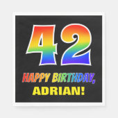42e verjaardag: Vet, Leuk, Eenvoudig, Regenboog 42 Servet (Voorkant)