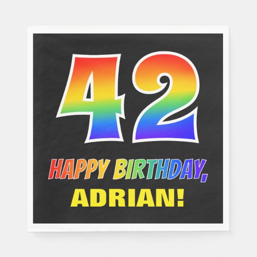 42e verjaardag: Vet, Leuk, Eenvoudig, Regenboog 42 Servet (Voorkant)