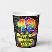 42e verjaardag: Vuurwapenpatroon en regenboog 42 Papieren Bekers (Achterkant)