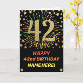 42e Verjaardag Vuurwerk Rainbow Gold Fun Kaart (Gele Bloem)