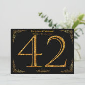 42e Verjaardagsfeest, Gatsby styl, zwart goud glit Kaart (Staand voorkant)