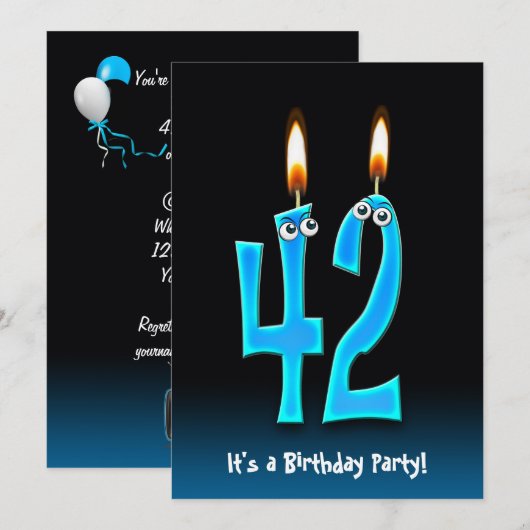 42e verjaardagsfeestje uitnodigen kaart (Voorkant / Achterkant)