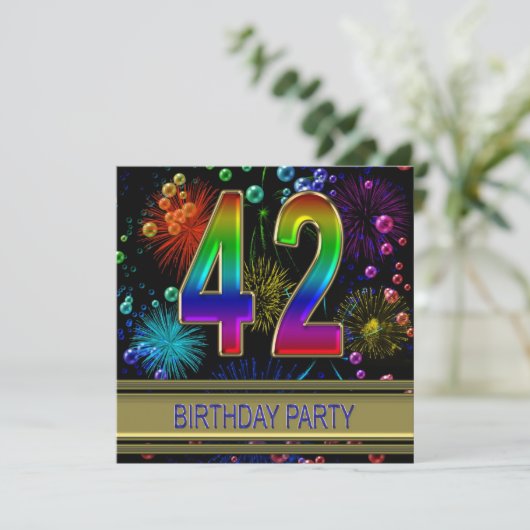 42e verjaardagsfeestje Uitnodiging met bubbels (Staand voorkant)