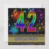 42e verjaardagsfeestje Uitnodiging met bubbels (Voorkant)