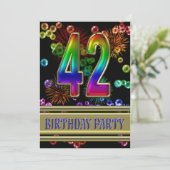 42e verjaardagsfeestje Uitnodiging met bubbels (Staand voorkant)