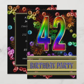 42e verjaardagsfeestje Uitnodiging met bubbels (Voorkant / Achterkant)