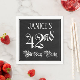 42nd Birthday Party — Fancy Script + Custom Name Servet