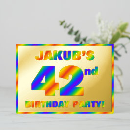 42ste verjaardagsfeest — Leuke, regenboogspectrum Folie Uitnodiging