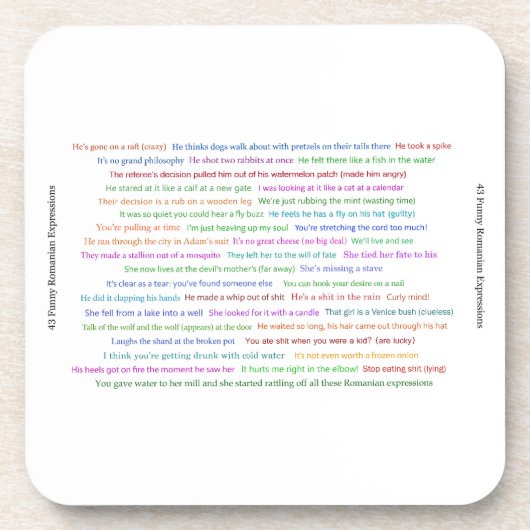 43 Grappige Roemeense uitdrukkingen conversatie st Bier Onderzetter (Voorkant)