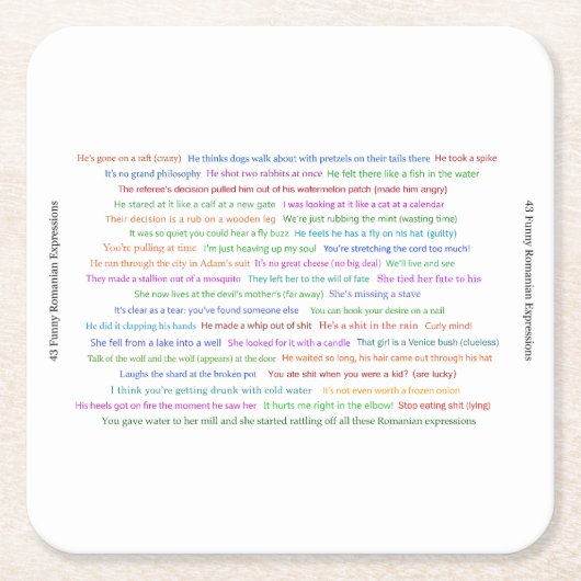 43 Grappige Roemeense uitdrukkingen conversatie st Kartonnen Onderzetters (Voorkant)