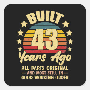 43 jaar geleden Alle Onderdelen Origineel 43e Verj Vierkante Sticker