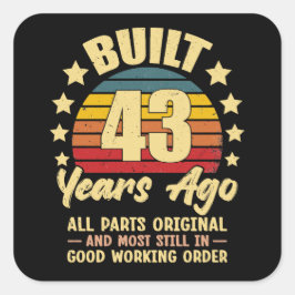 43 jaar geleden Alle onderdelen origineel 43e verj Vierkante Sticker