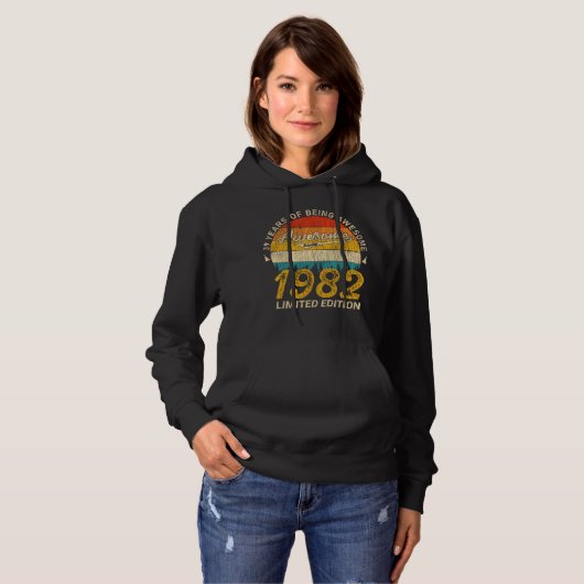 43 jaar oud 1982 Retro Geweldige 43e verjaardag ca Hoodie (Voorkant volledig)