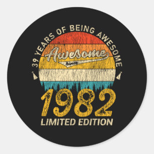 43 jaar oud 1982 Retro Geweldige 43e verjaardag ca Ronde Sticker