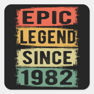 43 jaar oud Bday 1982 Epic Legend 43ste verjaardag Vierkante Sticker
