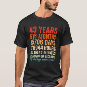 43 jaar oud Geweldige zijn 43e verjaardag Mannen v T-shirt