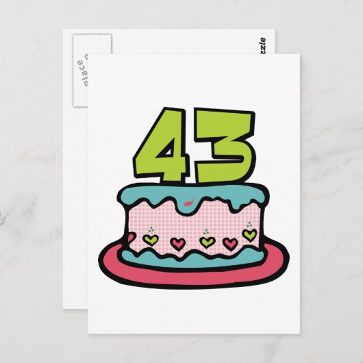 43 jaar oude Birthday Cake Briefkaart (Voorkant / Achterkant)