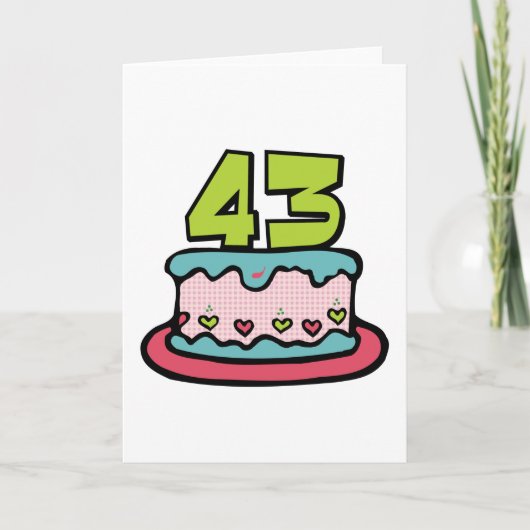43 jaar oude Birthday Cake Kaart (Voorkant)