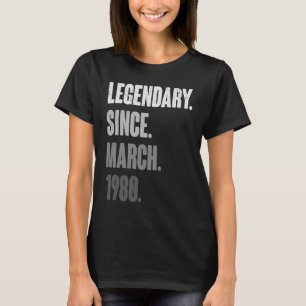 43 jaar oude Vintage 1980 op 43 maart T-shirt